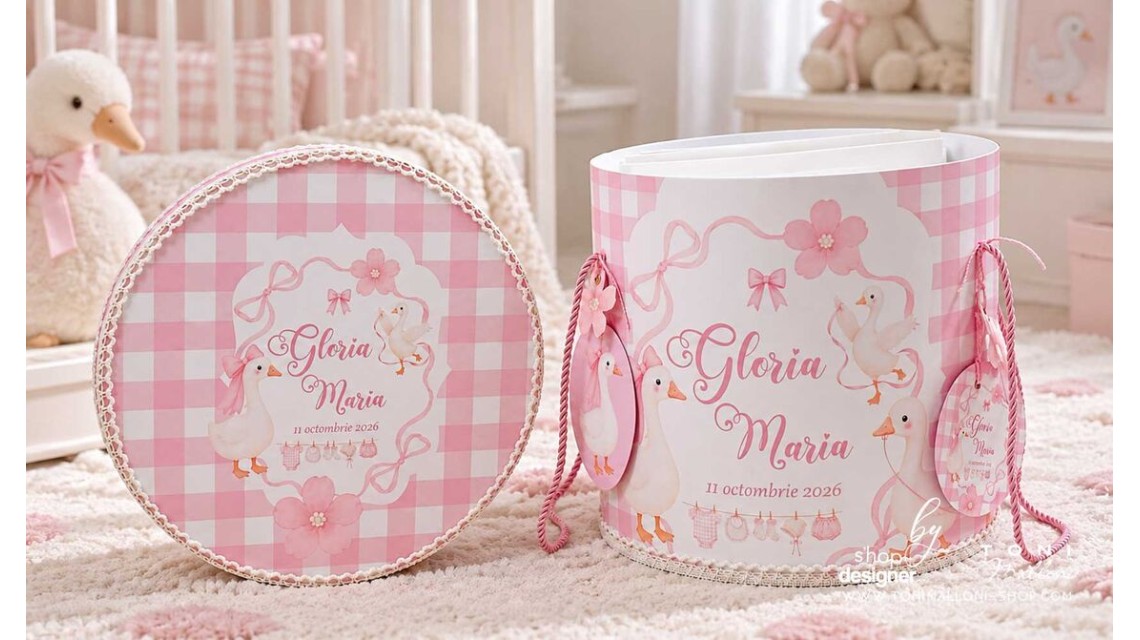 Trusou Botez Fetiță Silly Goose Gâsculiță Roz Personalizată 9